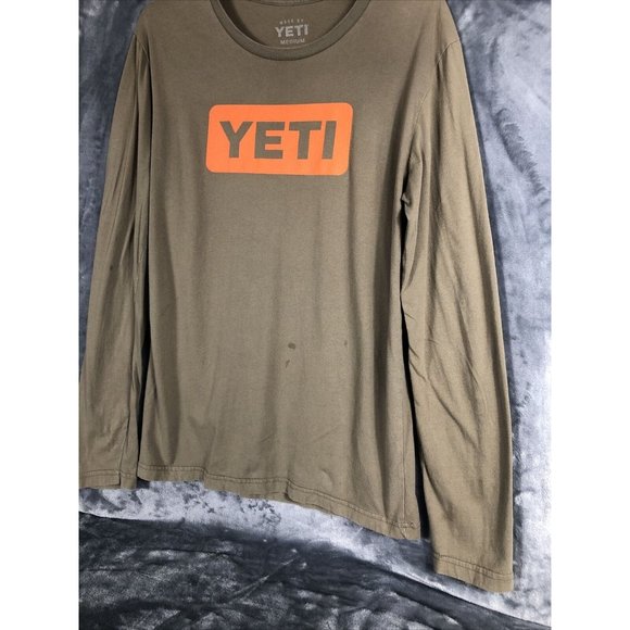 Yeti Coolers Logo Shirt Men's Long Sleeve Tee Shirt Green/Orange Adult Medium - Picture 3 of 7